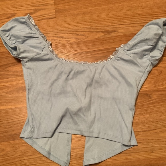 Garage front tie baby blue tee - Picture 3 of 3